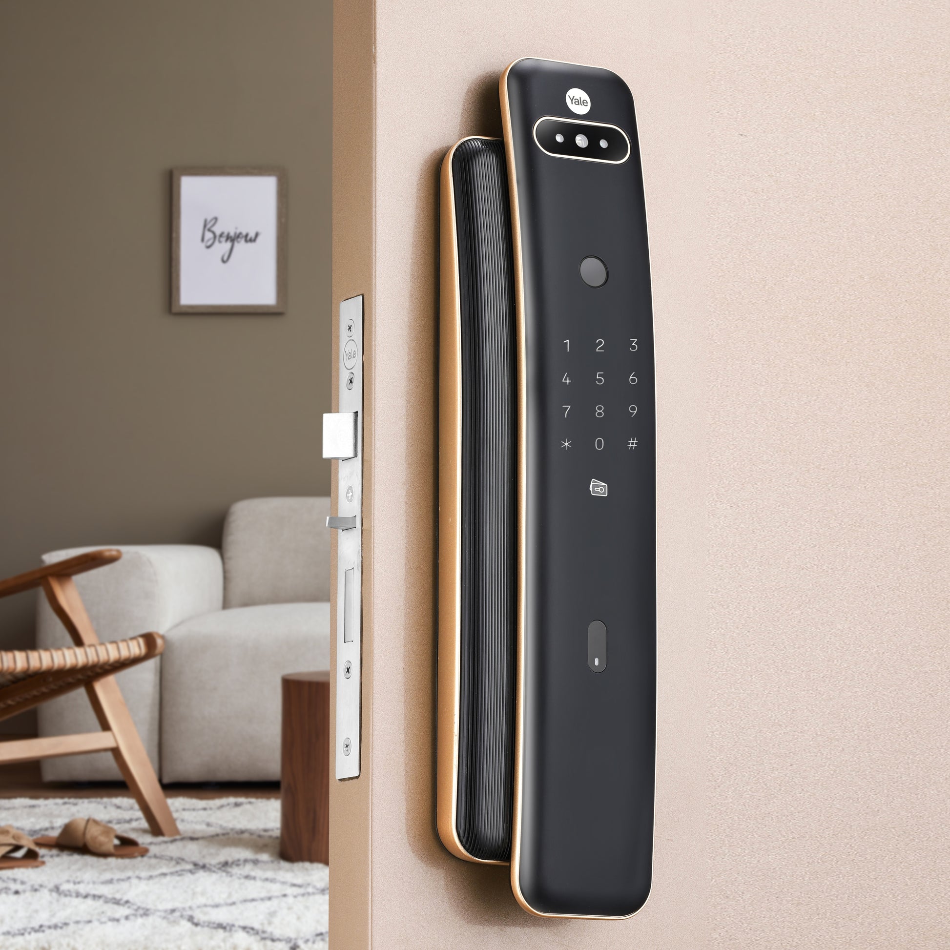 Yale Luna Pro+ Smart Lock with Face scan technology, Fingerprint, PIN, RFID and Manual Key (Bluetooth Module and Wifi Bridge Included)