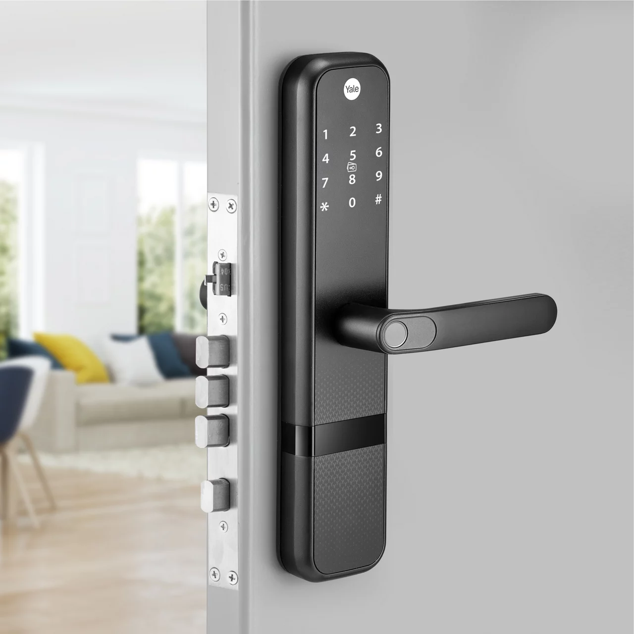 Yale Zuri Smart Lock (Black) with 5 way unlocking (Fingerprint, PIN, RFID, Manual Key) and Built-in Bluetooth (To Access through Home App)